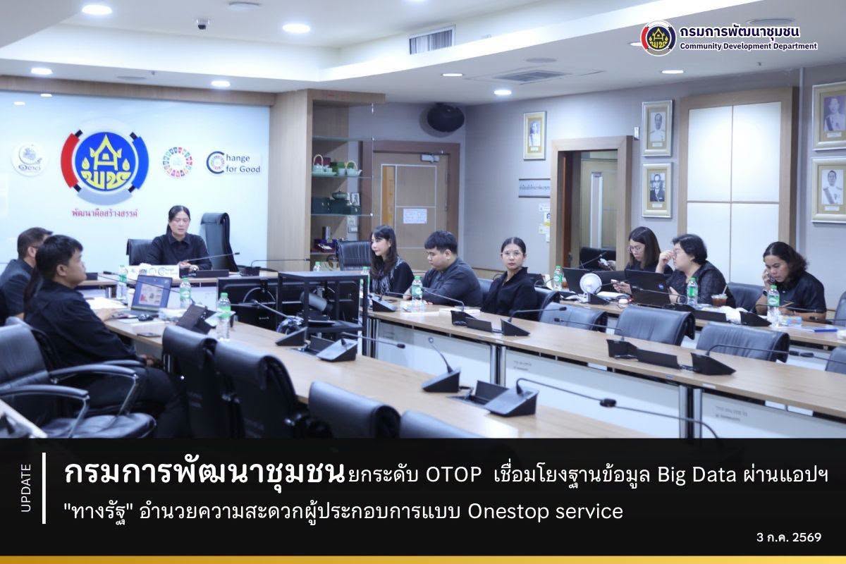 กรมการพัฒนาชุมชน ยกระดับ OTOP เชื่อมโยงฐานข้อมูล Big Data ผ่านแอปฯ "ทางรัฐ" อำนวยความสะดวกผู้ประกอบการแบบ Onestop service